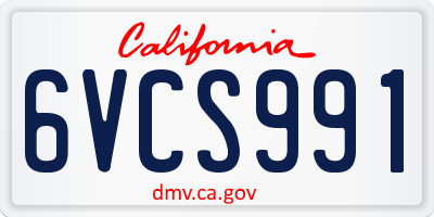 CA license plate 6VCS991