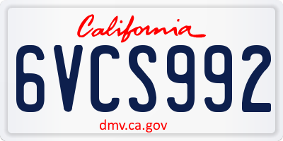 CA license plate 6VCS992
