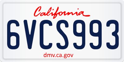 CA license plate 6VCS993