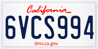 CA license plate 6VCS994