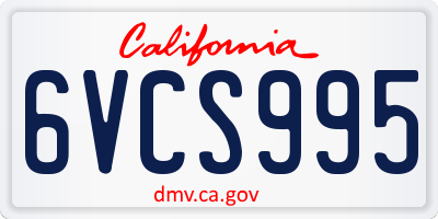CA license plate 6VCS995