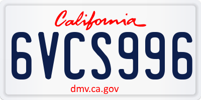 CA license plate 6VCS996