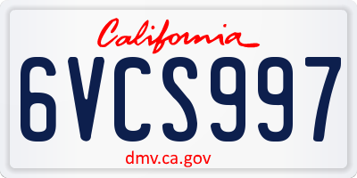 CA license plate 6VCS997