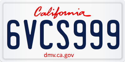 CA license plate 6VCS999