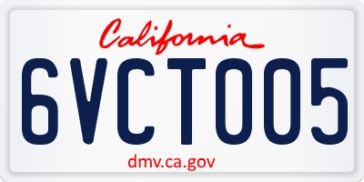 CA license plate 6VCT005