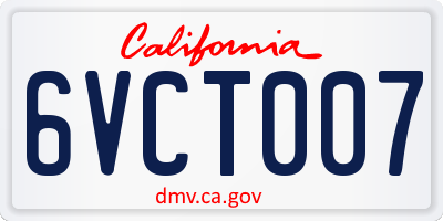 CA license plate 6VCT007