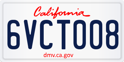 CA license plate 6VCT008