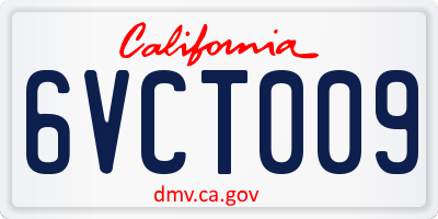 CA license plate 6VCT009