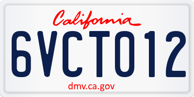 CA license plate 6VCT012