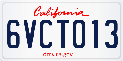 CA license plate 6VCT013