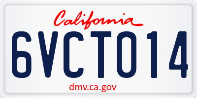CA license plate 6VCT014