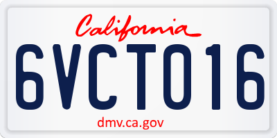 CA license plate 6VCT016