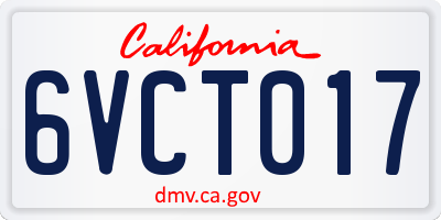 CA license plate 6VCT017