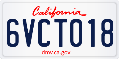 CA license plate 6VCT018