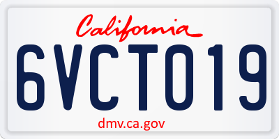 CA license plate 6VCT019