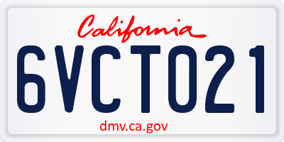 CA license plate 6VCT021