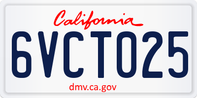 CA license plate 6VCT025