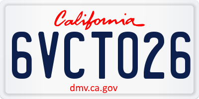 CA license plate 6VCT026