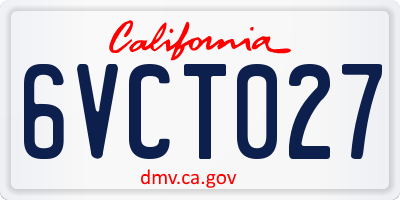 CA license plate 6VCT027