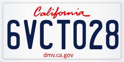CA license plate 6VCT028