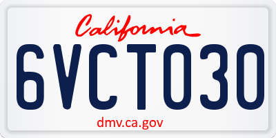 CA license plate 6VCT030