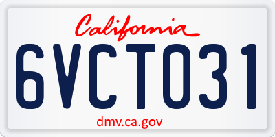 CA license plate 6VCT031
