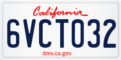 CA license plate 6VCT032