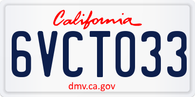 CA license plate 6VCT033