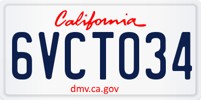 CA license plate 6VCT034