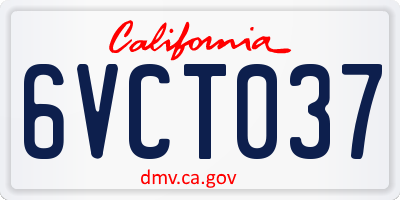CA license plate 6VCT037