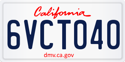 CA license plate 6VCT040
