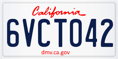 CA license plate 6VCT042