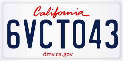 CA license plate 6VCT043