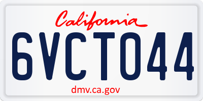 CA license plate 6VCT044