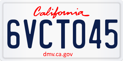 CA license plate 6VCT045