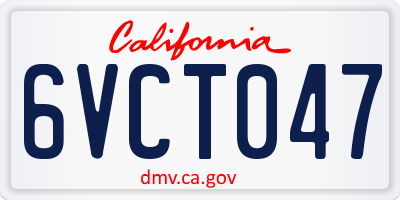 CA license plate 6VCT047