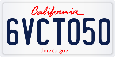 CA license plate 6VCT050