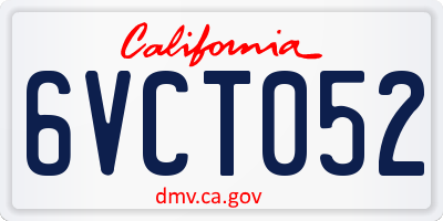 CA license plate 6VCT052