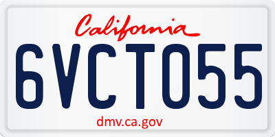 CA license plate 6VCT055