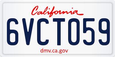 CA license plate 6VCT059