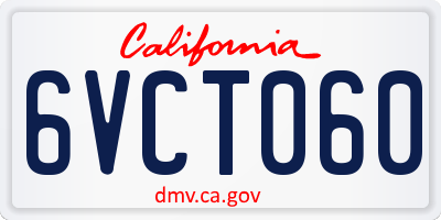 CA license plate 6VCT060