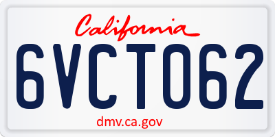 CA license plate 6VCT062