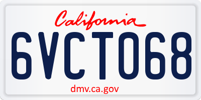 CA license plate 6VCT068
