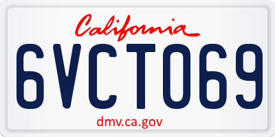 CA license plate 6VCT069