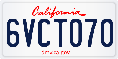 CA license plate 6VCT070