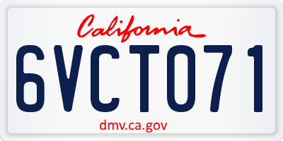 CA license plate 6VCT071