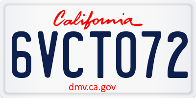 CA license plate 6VCT072