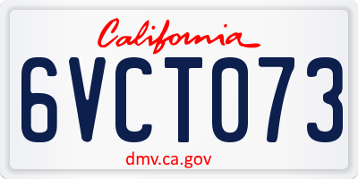 CA license plate 6VCT073