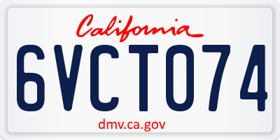 CA license plate 6VCT074