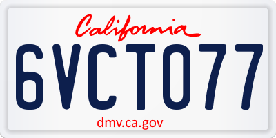 CA license plate 6VCT077